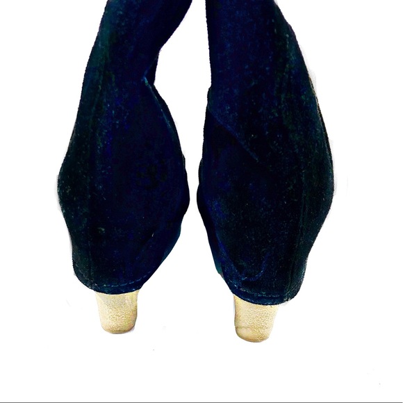 MRKT Bea Black Suede Fold Over High Boots Size 6M - Picture 4 of 10
